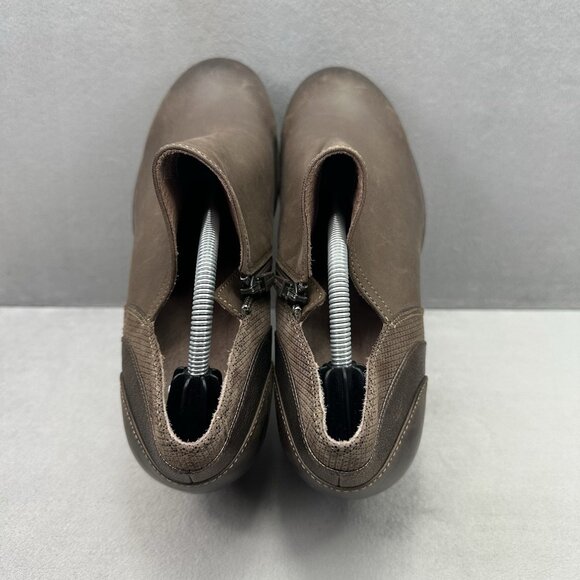 Womens 10.5-11 (EU 41) Dansko Marcia Ankle Booties Brown Leather Heeled Wedge - Picture 6 of 8